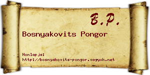 Bosnyakovits Pongor névjegykártya